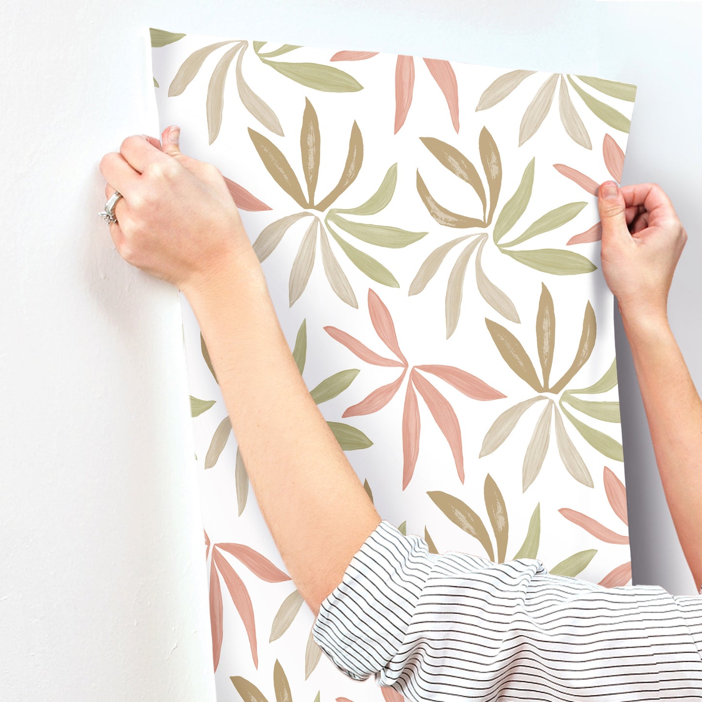 York Wallcoverings Artisan Studio Little Garden Leaf and Coral Wallpaper Bohemian Tropical Greens   - ZM2812