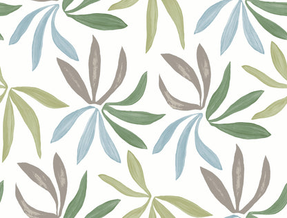 York Wallcoverings Artisan Studio Little Garden Alpine and Sky and Silver Wallpaper Bohemian Tropical Greens   - ZM2813