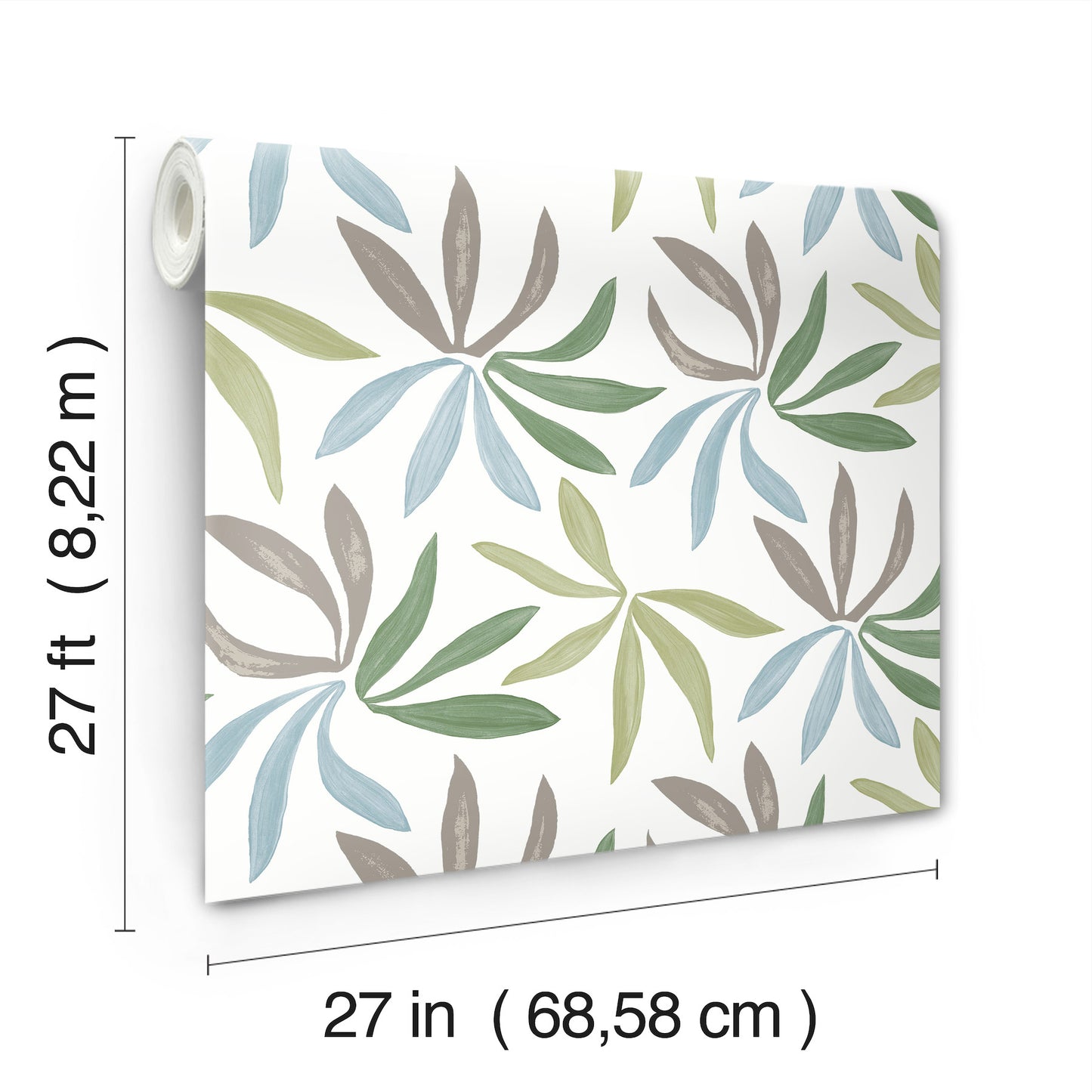 York Wallcoverings Artisan Studio Little Garden Alpine and Sky and Silver Wallpaper Bohemian Tropical Greens   - ZM2813
