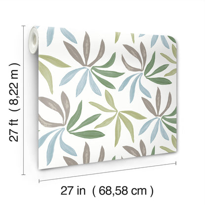 York Wallcoverings Artisan Studio Little Garden Alpine and Sky and Silver Wallpaper Bohemian Tropical Greens   - ZM2813