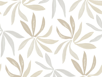 York Wallcoverings Artisan Studio Little Garden Neutral and Pearl Wallpaper Bohemian Tropical Beiges   - ZM2815
