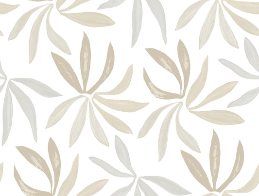 York Wallcoverings Artisan Studio Little Garden Neutral and Pearl Wallpaper Bohemian Tropical Beiges   - ZM2815