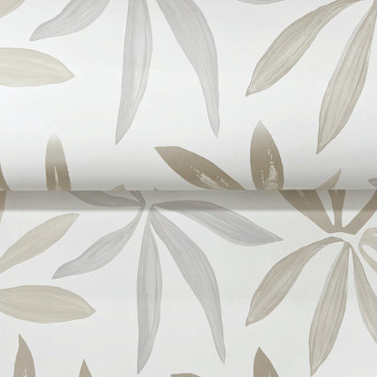 York Wallcoverings Artisan Studio Little Garden Neutral and Pearl Wallpaper Bohemian Tropical Beiges   - ZM2815