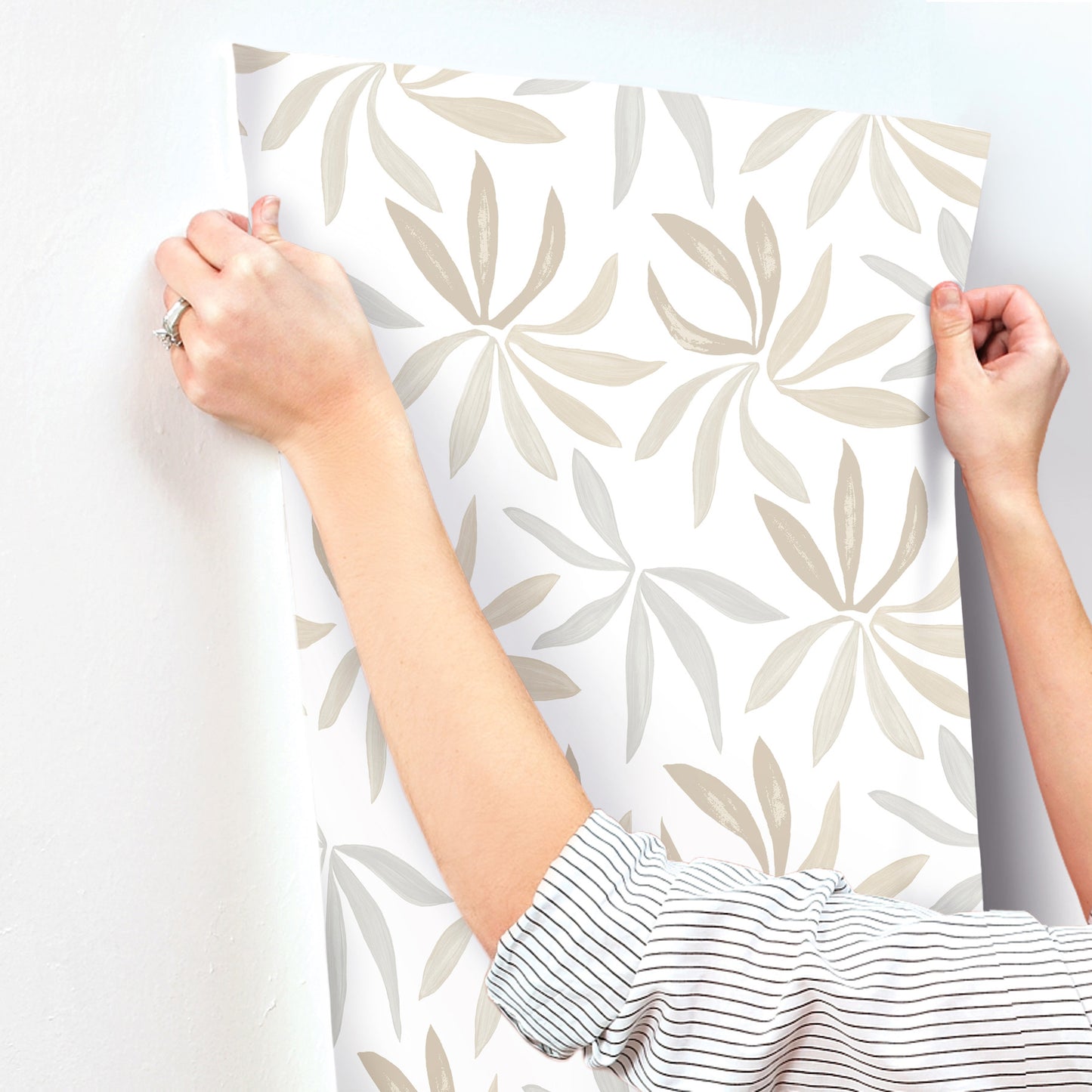 York Wallcoverings Artisan Studio Little Garden Neutral and Pearl Wallpaper Bohemian Tropical Beiges   - ZM2815