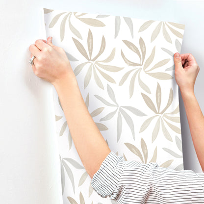 York Wallcoverings Artisan Studio Little Garden Neutral and Pearl Wallpaper Bohemian Tropical Beiges   - ZM2815