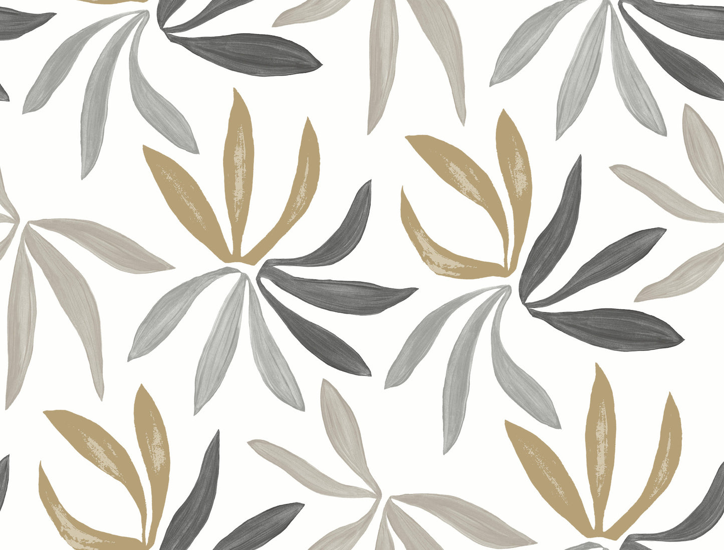 York Wallcoverings Artisan Studio Little Garden Graphite and Gold Wallpaper Bohemian Tropical Blacks   - ZM2816