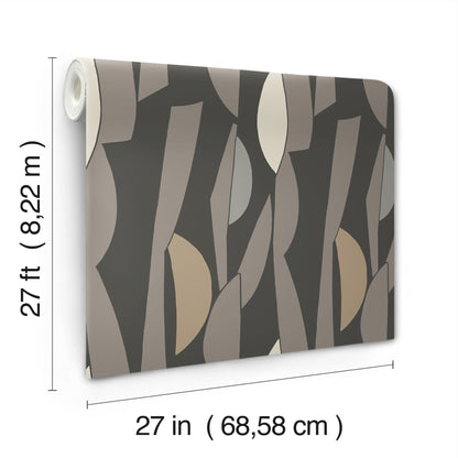 York Wallcoverings Artisan Studio Balance Carbon and Graphite Wallpaper Transitional Geometrics Blacks   - ZM2826