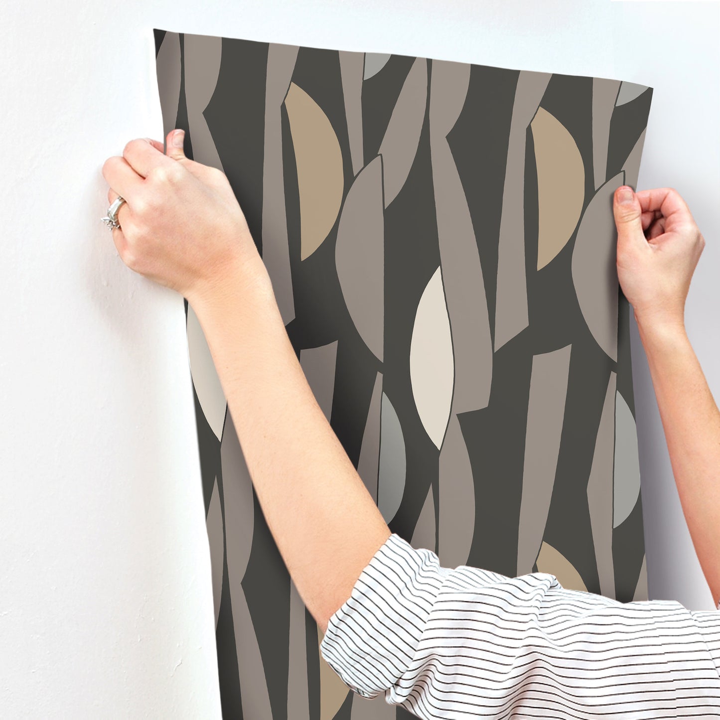 York Wallcoverings Artisan Studio Balance Carbon and Graphite Wallpaper Transitional Geometrics Blacks   - ZM2826