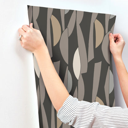 York Wallcoverings Artisan Studio Balance Carbon and Graphite Wallpaper Transitional Geometrics Blacks   - ZM2826