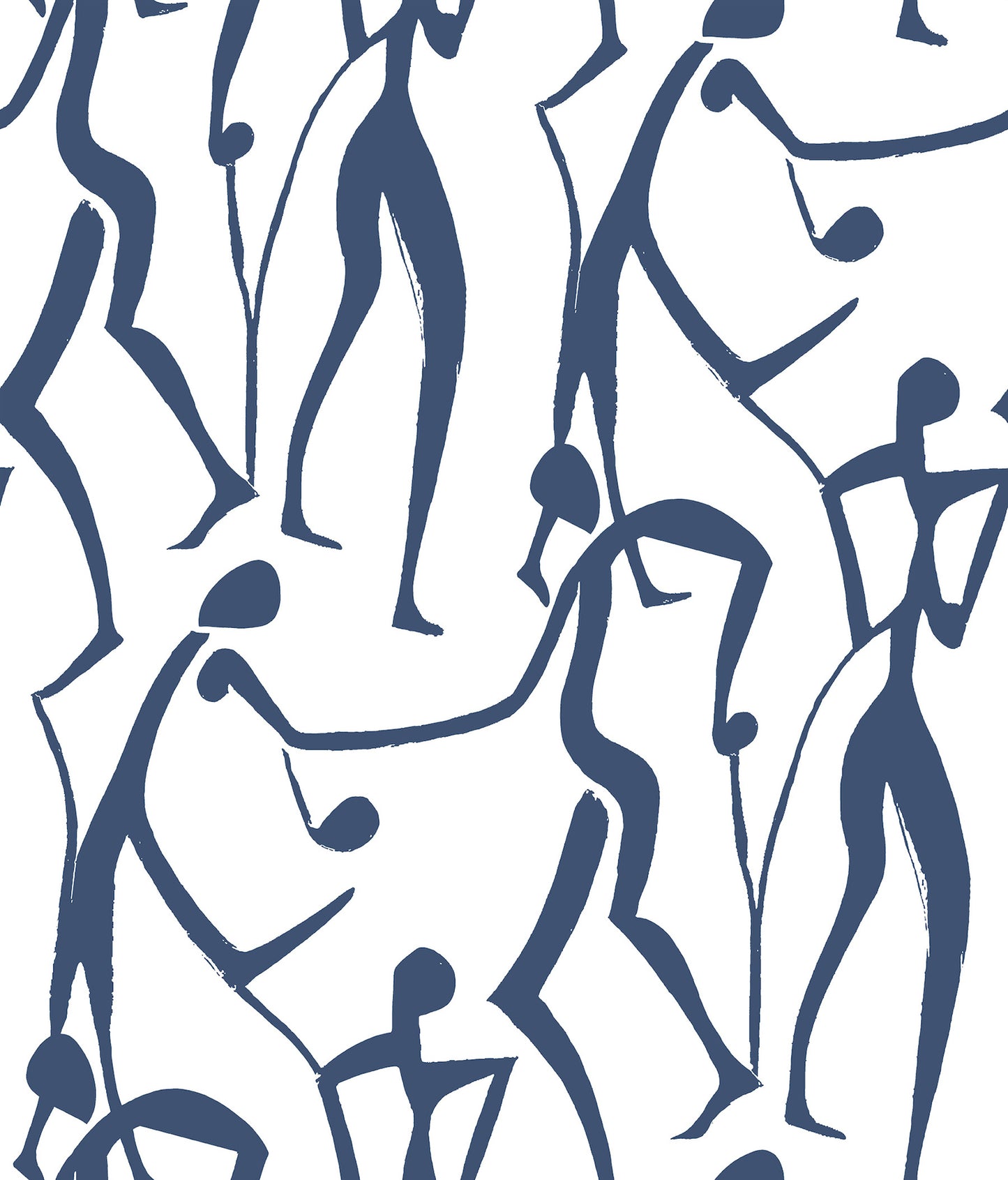 York Wallcoverings Artisan Studio Joyful Dancers Ultramarine Wallpaper Modern Bohemian Blues   - ZM2832