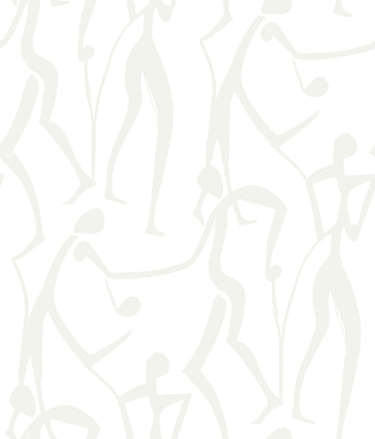 York Wallcoverings Artisan Studio Joyful Dancers Pearl Wallpaper Modern Bohemian Metallics   - ZM2833