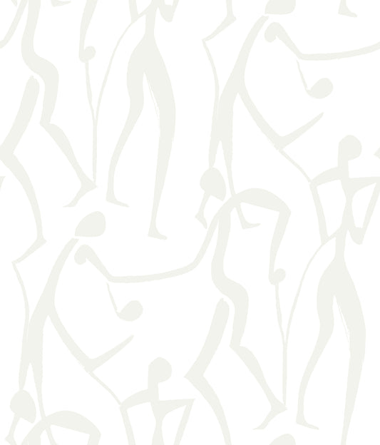York Wallcoverings Artisan Studio Joyful Dancers Pearl Wallpaper Modern Bohemian Metallics   - ZM2833