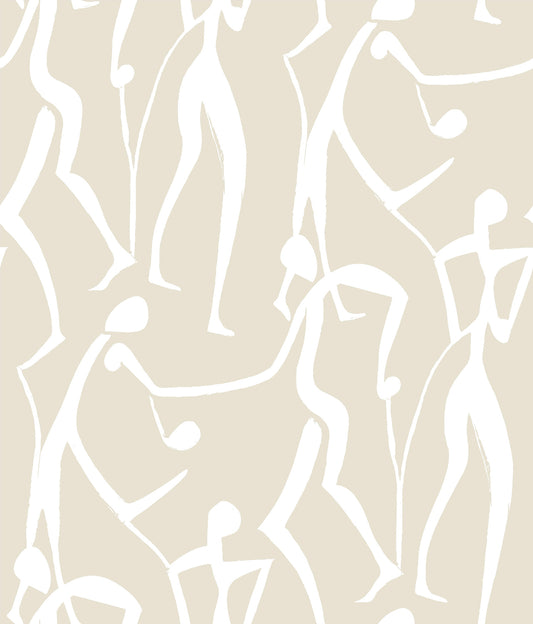 York Wallcoverings Artisan Studio Joyful Dancers Nude Wallpaper Modern Bohemian Beiges   - ZM2834
