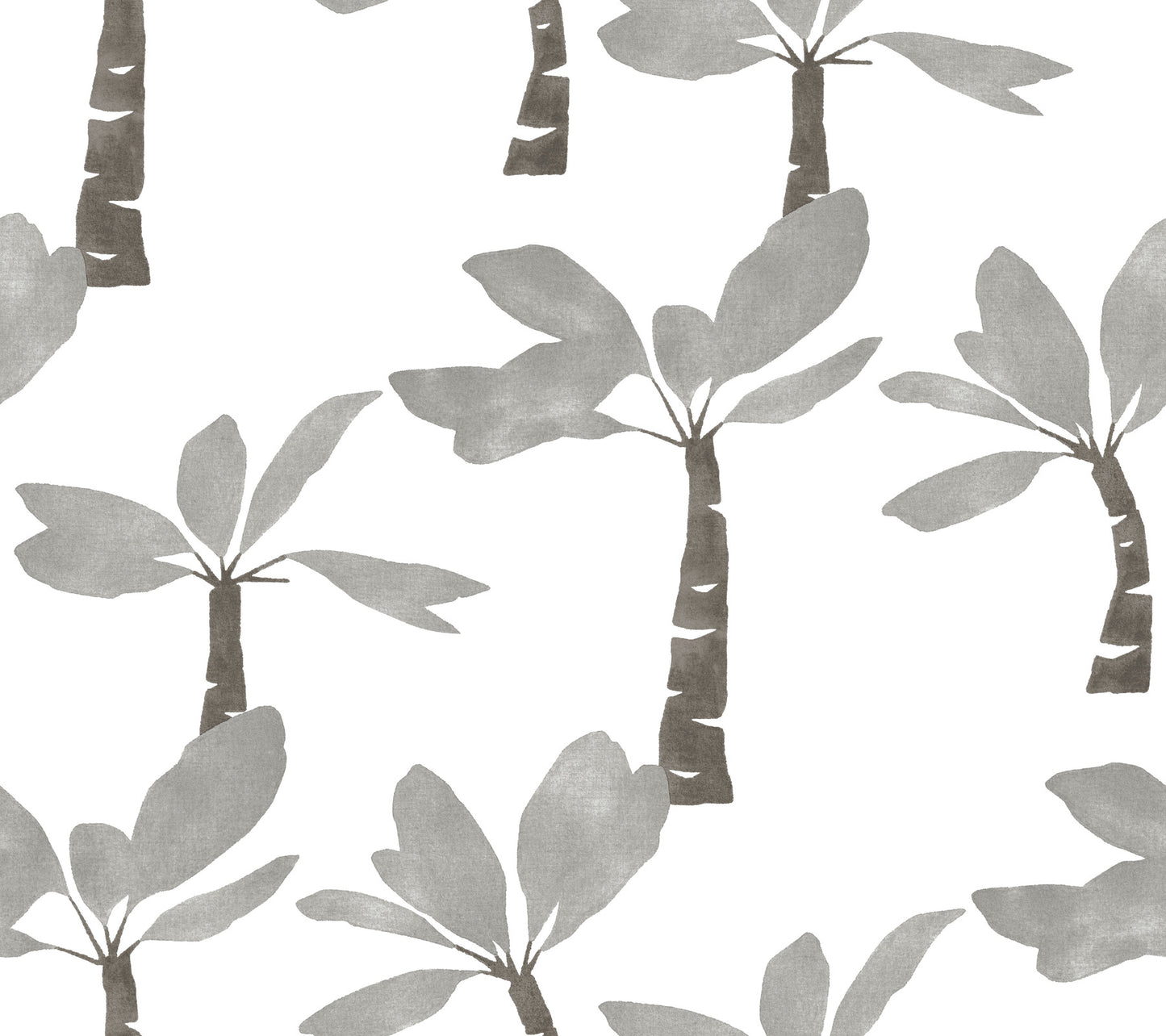 York Wallcoverings Artisan Studio Painted Oasis Carbon and Graphite Wallpaper Bohemian Tropical Greys   - ZM2838