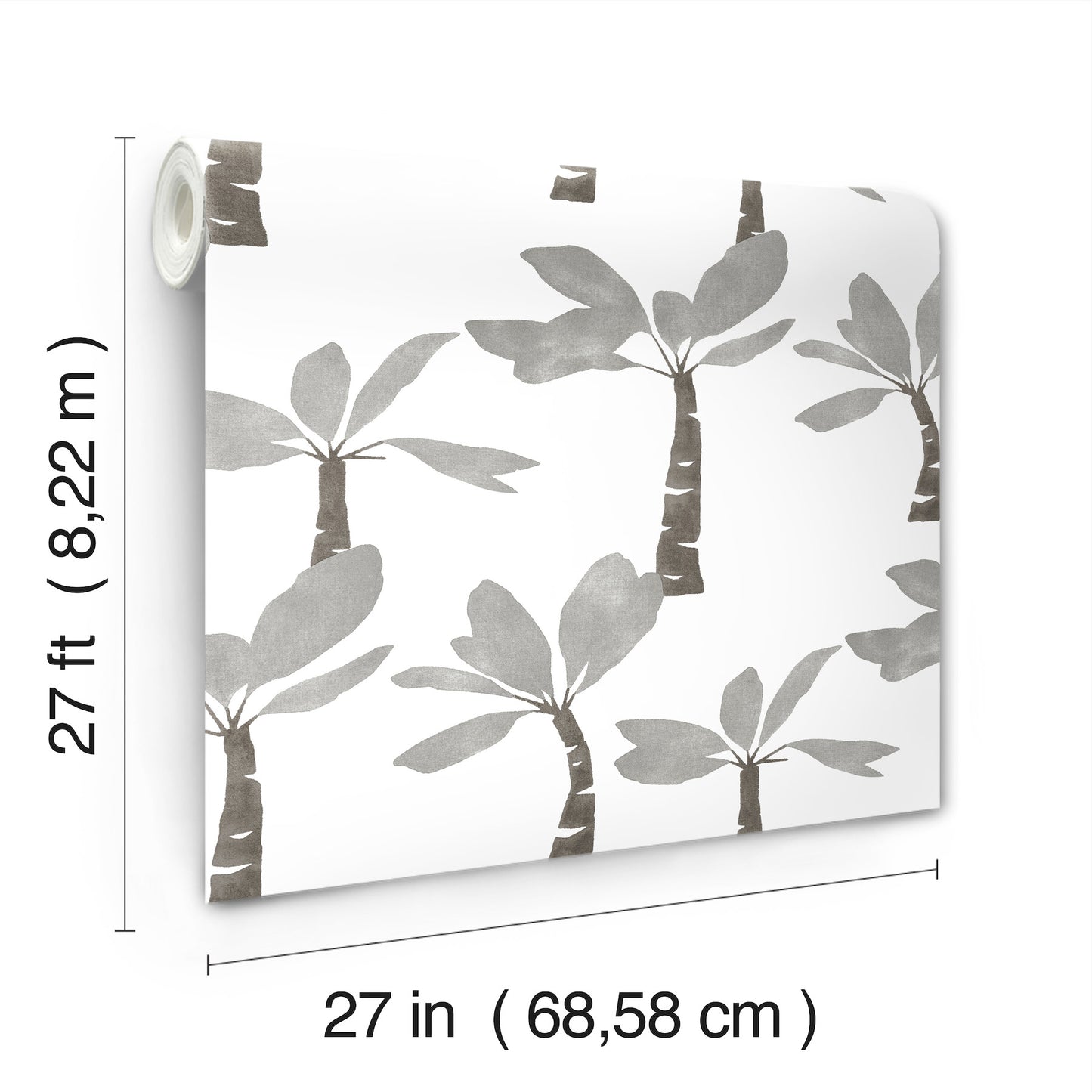 York Wallcoverings Artisan Studio Painted Oasis Carbon and Graphite Wallpaper Bohemian Tropical Greys   - ZM2838