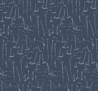 York Wallcoverings Artisan Studio Vermillion Coast Ultramarine Wallpaper Nautical Nautical Blues   - ZM2841