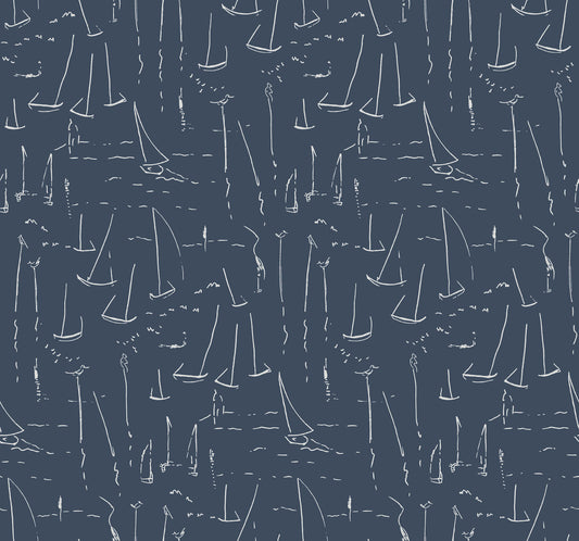York Wallcoverings Artisan Studio Vermillion Coast Ultramarine Wallpaper Nautical Nautical Blues   - ZM2841