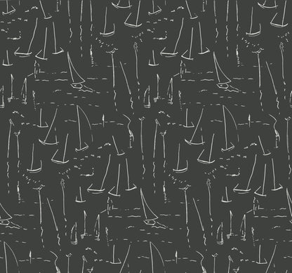 York Wallcoverings Artisan Studio Vermillion Coast Carbon Black Wallpaper Nautical Nautical Blacks   - ZM2842