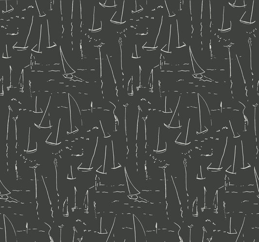 York Wallcoverings Artisan Studio Vermillion Coast Carbon Black Wallpaper Nautical Nautical Blacks   - ZM2842