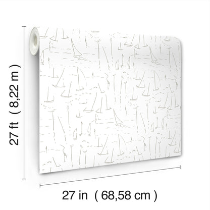 York Wallcoverings Artisan Studio Vermillion Coast Silver Wallpaper Nautical Nautical Metallics   - ZM2844