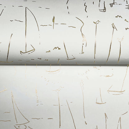 York Wallcoverings Artisan Studio Vermillion Coast Gold Wallpaper Nautical Nautical Metallics   - ZM2845