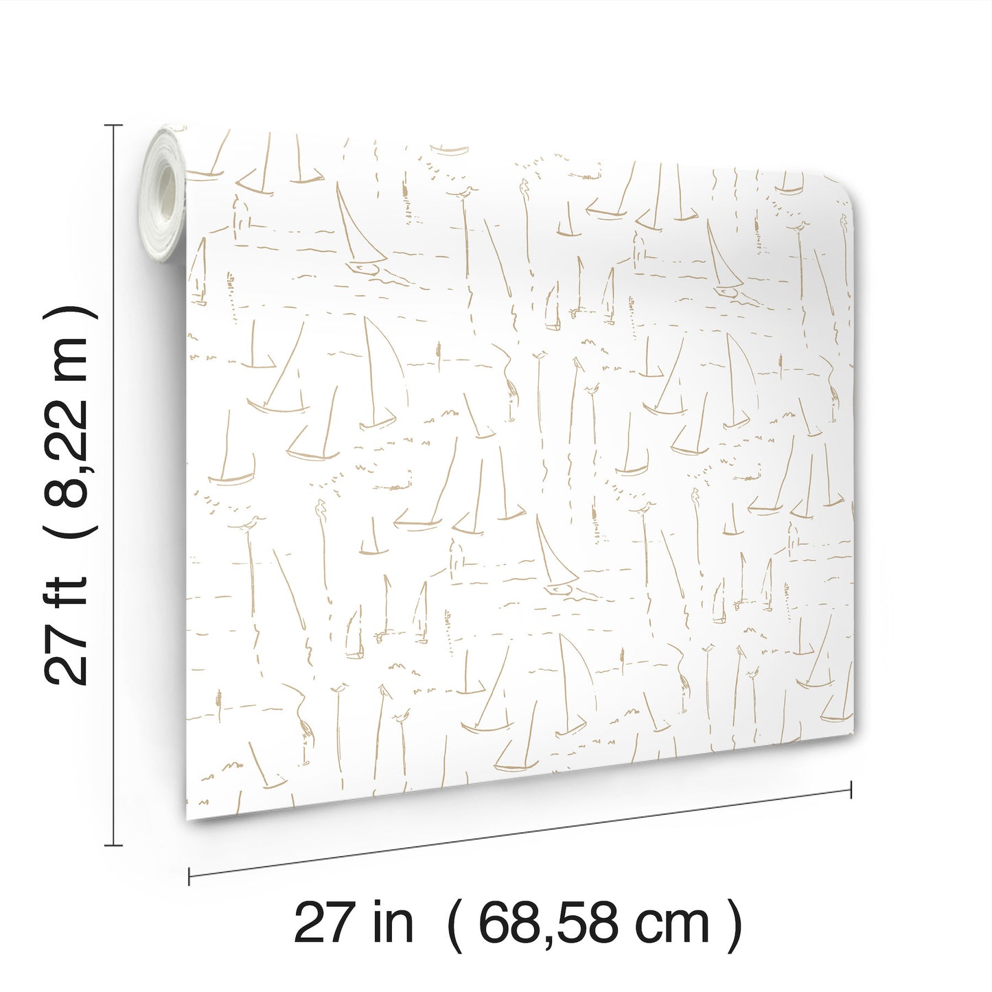 York Wallcoverings Artisan Studio Vermillion Coast Gold Wallpaper Nautical Nautical Metallics   - ZM2845