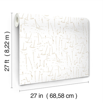 York Wallcoverings Artisan Studio Vermillion Coast Gold Wallpaper Nautical Nautical Metallics   - ZM2845