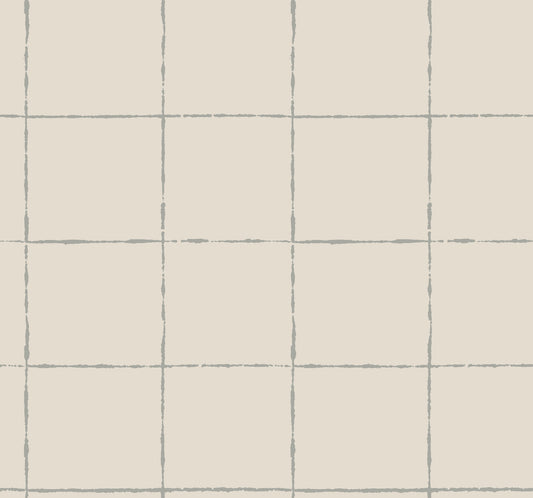 York Wallcoverings Artisan Studio La Vitre Plaid Lichen Grey Wallpaper Modern Geometrics Metallics   - ZM2851