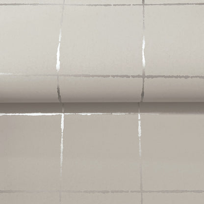 York Wallcoverings Artisan Studio La Vitre Plaid Lichen Grey Wallpaper Modern Geometrics Metallics   - ZM2851