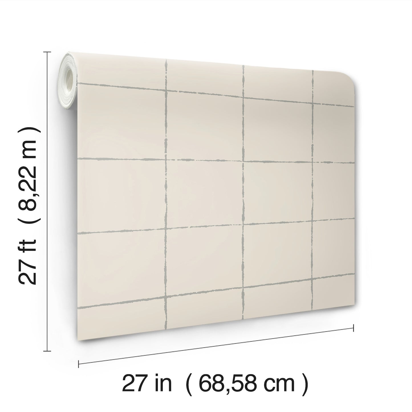 York Wallcoverings Artisan Studio La Vitre Plaid Lichen Grey Wallpaper Modern Geometrics Metallics   - ZM2851