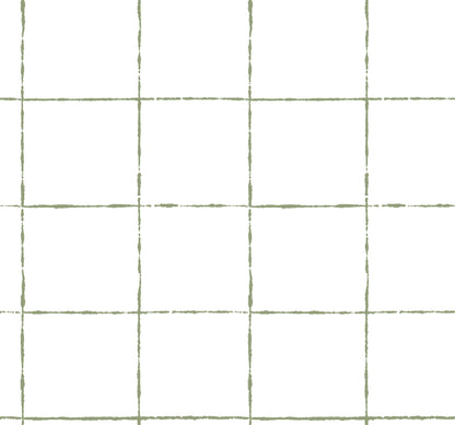 York Wallcoverings Artisan Studio La Vitre Plaid Leaf Wallpaper Modern Geometrics Greens   - ZM2852