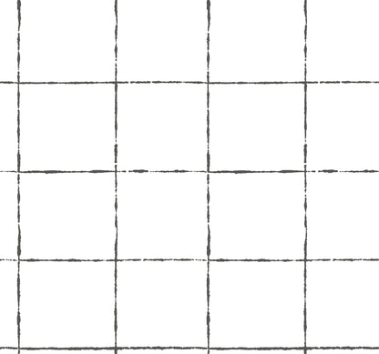 York Wallcoverings Artisan Studio La Vitre Plaid Carbon Black Wallpaper Modern Geometrics Blacks   - ZM2854