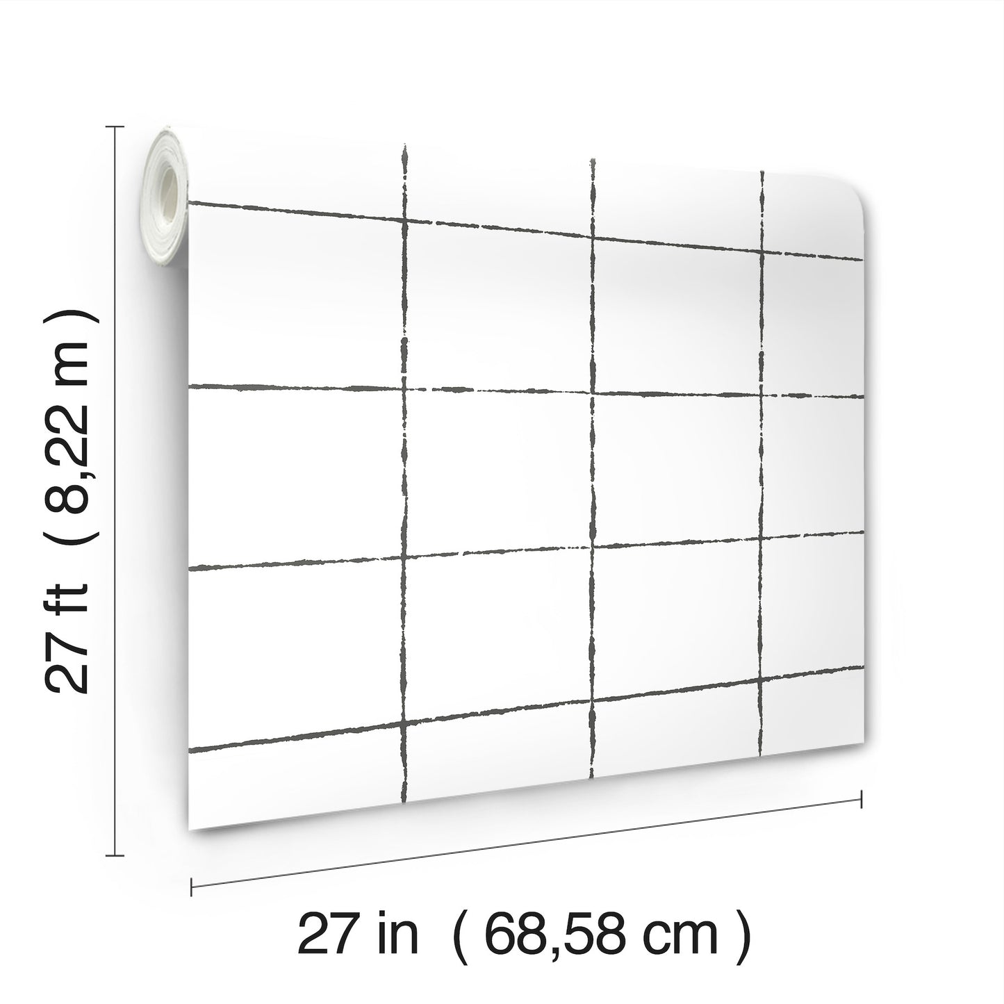 York Wallcoverings Artisan Studio La Vitre Plaid Carbon Black Wallpaper Modern Geometrics Blacks   - ZM2854