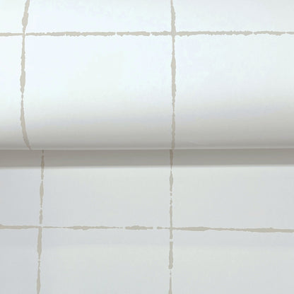 York Wallcoverings Artisan Studio La Vitre Plaid Graphite Wallpaper Modern Geometrics Whites and Off-Whites   - ZM2855