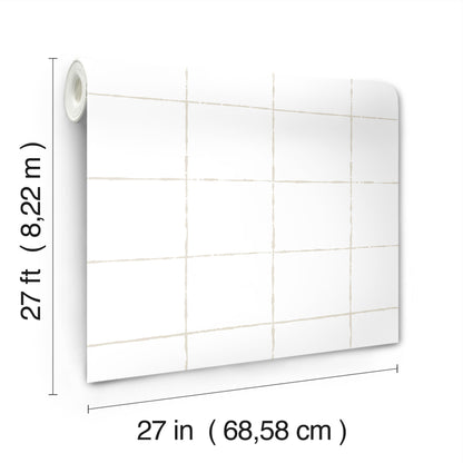 York Wallcoverings Artisan Studio La Vitre Plaid Graphite Wallpaper Modern Geometrics Whites and Off-Whites   - ZM2855