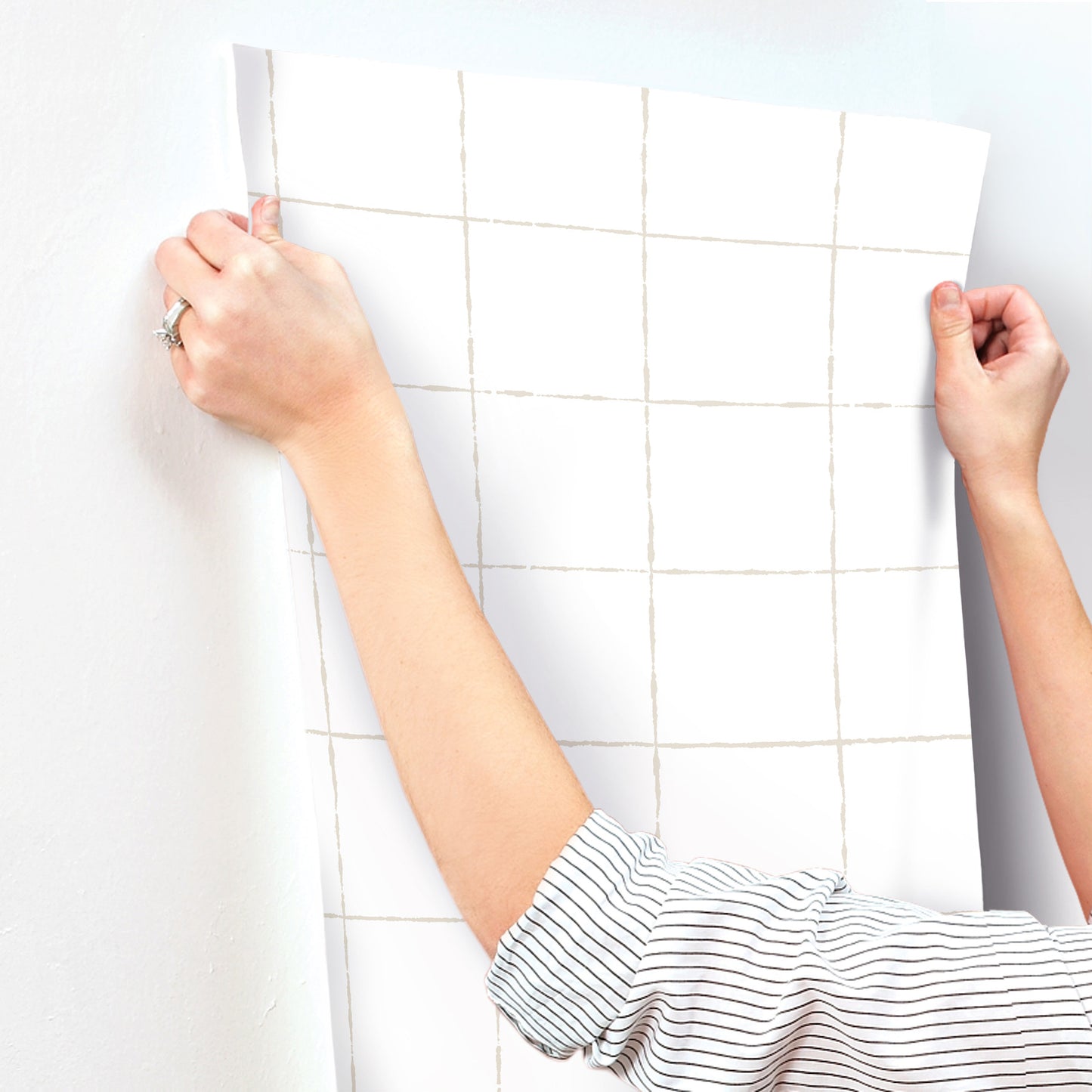 York Wallcoverings Artisan Studio La Vitre Plaid Graphite Wallpaper Modern Geometrics Whites and Off-Whites   - ZM2855