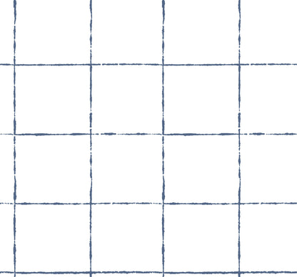 York Wallcoverings Artisan Studio La Vitre Plaid Ultramarine Wallpaper Modern Geometrics Blues   - ZM2856