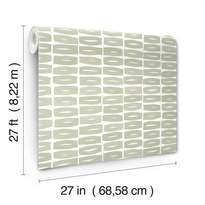 York Wallcoverings Artisan Studio Modernist Motif Leaf Wallpaper Modern Geometrics Greens   - ZM2862