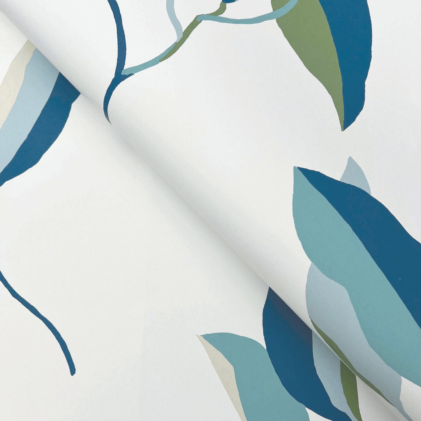 York Wallcoverings Artisan Studio Brushwork Branches Alpine and Cobalt Wallpaper Modern Botanical Blues   - ZM2871