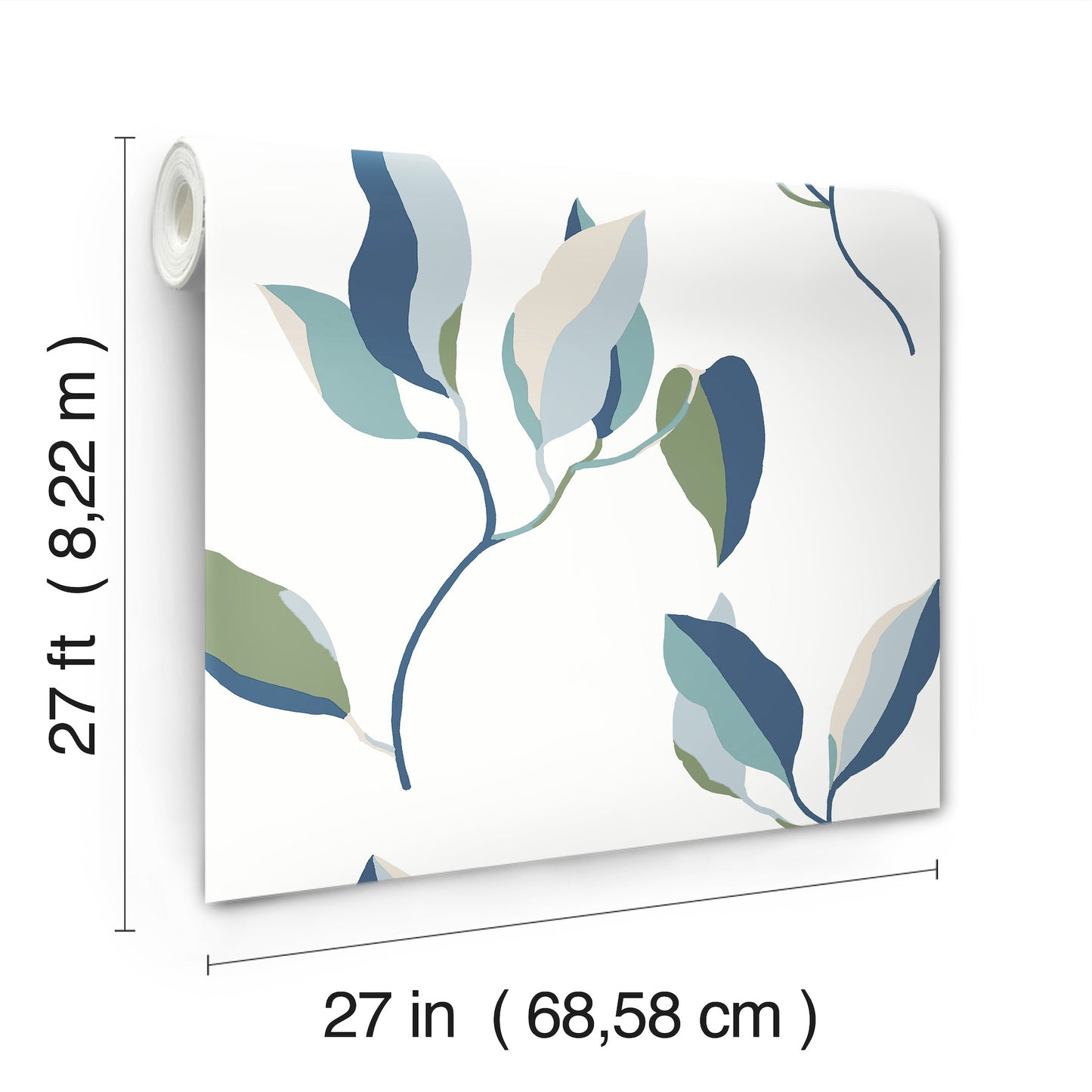 York Wallcoverings Artisan Studio Brushwork Branches Alpine and Cobalt Wallpaper Modern Botanical Blues   - ZM2871