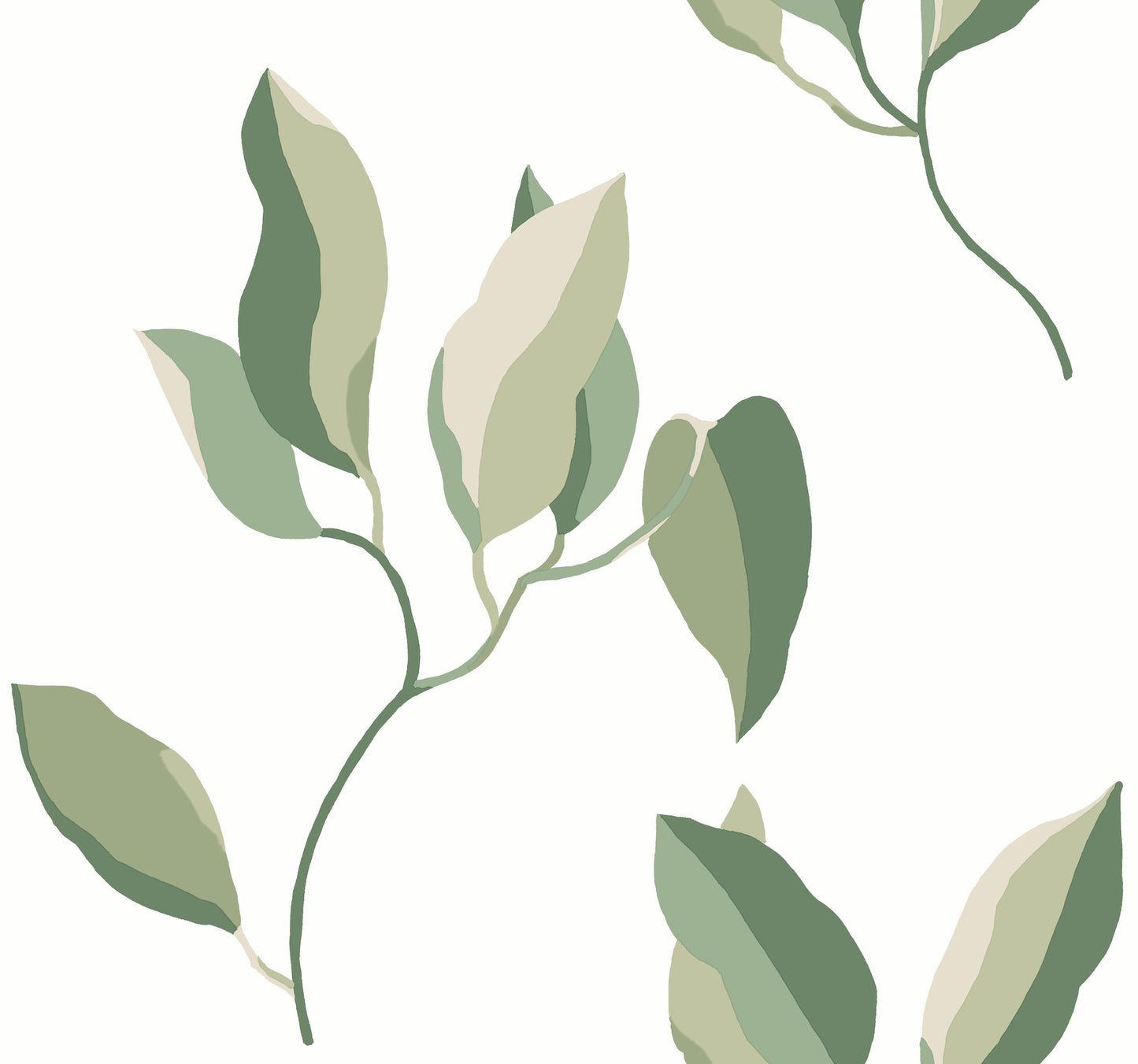 York Wallcoverings Artisan Studio Brushwork Branches Leaf Green Wallpaper Modern Botanical Greens   - ZM2872