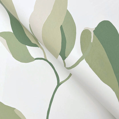 York Wallcoverings Artisan Studio Brushwork Branches Leaf Green Wallpaper Modern Botanical Greens   - ZM2872