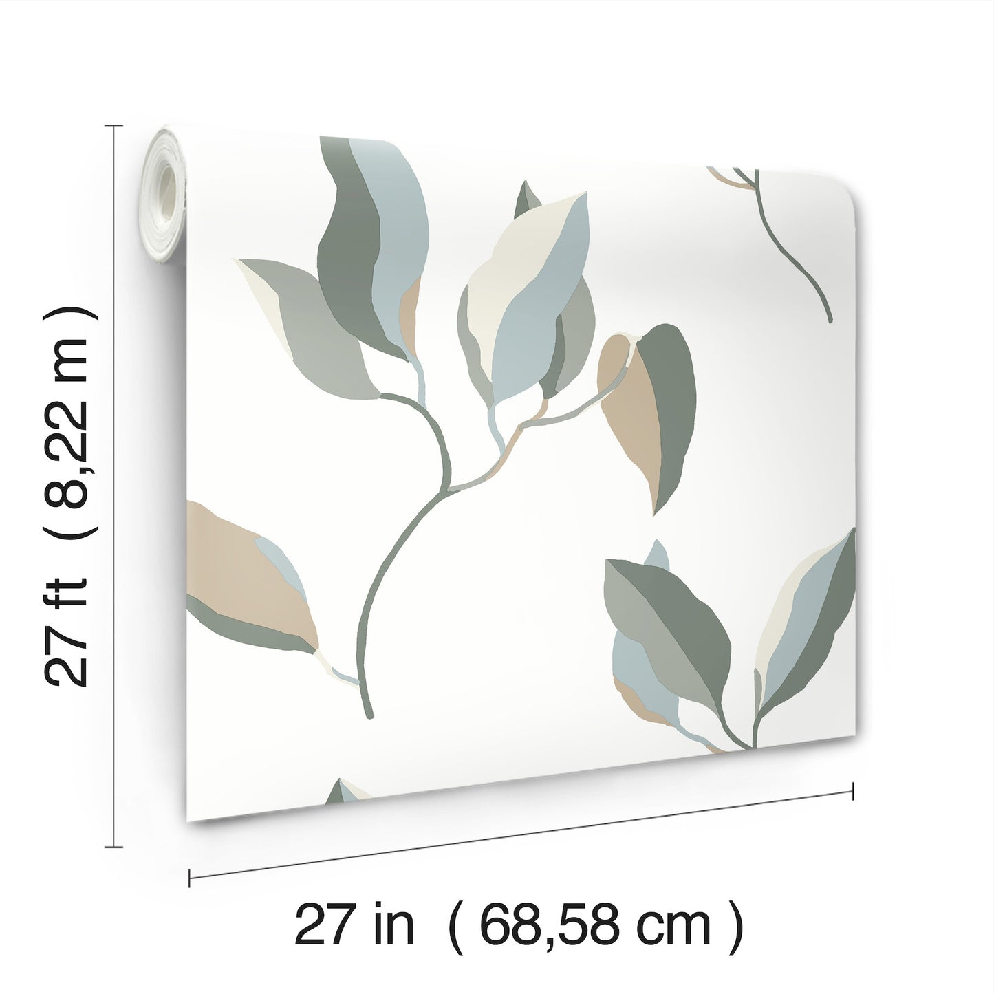 York Wallcoverings Artisan Studio Brushwork Branches Mineral and Olive Wallpaper Modern Botanical Blues   - ZM2873