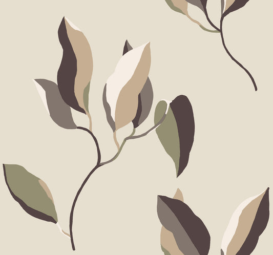 York Wallcoverings Artisan Studio Brushwork Branches Violet Wallpaper Modern Botanical Browns   - ZM2875