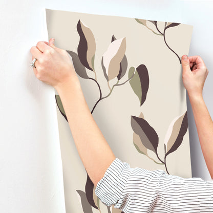 York Wallcoverings Artisan Studio Brushwork Branches Violet Wallpaper Modern Botanical Browns   - ZM2875