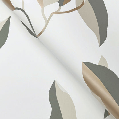 York Wallcoverings Artisan Studio Brushwork Branches Neutral and Gold Wallpaper Modern Botanical Beiges   - ZM2876