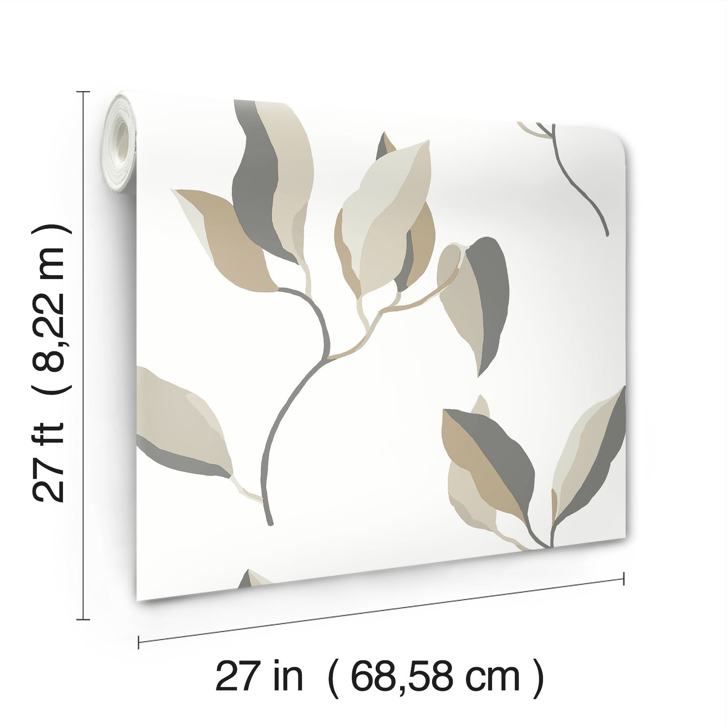 York Wallcoverings Artisan Studio Brushwork Branches Neutral and Gold Wallpaper Modern Botanical Beiges   - ZM2876