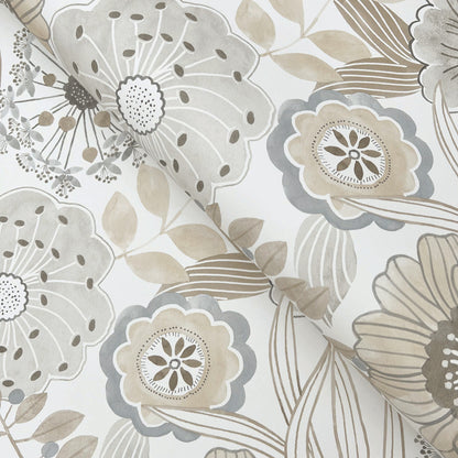 York Wallcoverings York Wallcoverings Artistic Bouquet Neutral Wallpaper Whimsical Florals Browns   - ZM2894