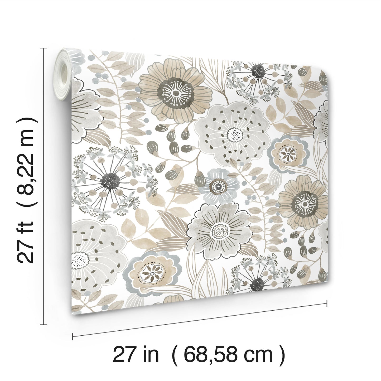 York Wallcoverings York Wallcoverings Artistic Bouquet Neutral Wallpaper Whimsical Florals Browns   - ZM2894