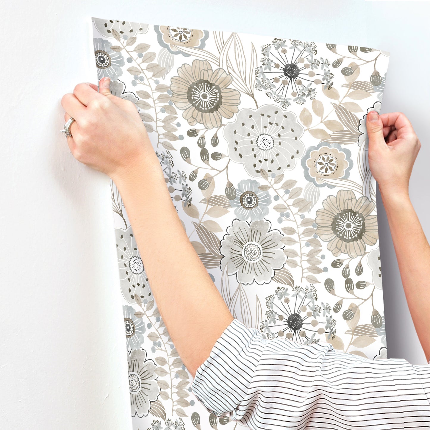 York Wallcoverings York Wallcoverings Artistic Bouquet Neutral Wallpaper Whimsical Florals Browns   - ZM2894